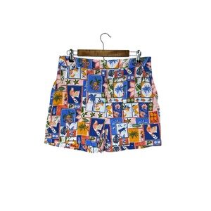 C&C California Tropical Print Linen Shorts Size Medium